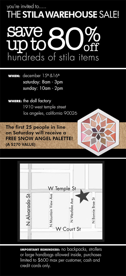 stilawarehouse2012 stila cosmetics los angeles warehouse sale 2012