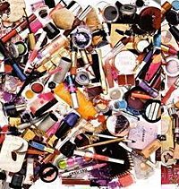 pile of makeup stock photo