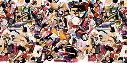 pile of makeup stock photo